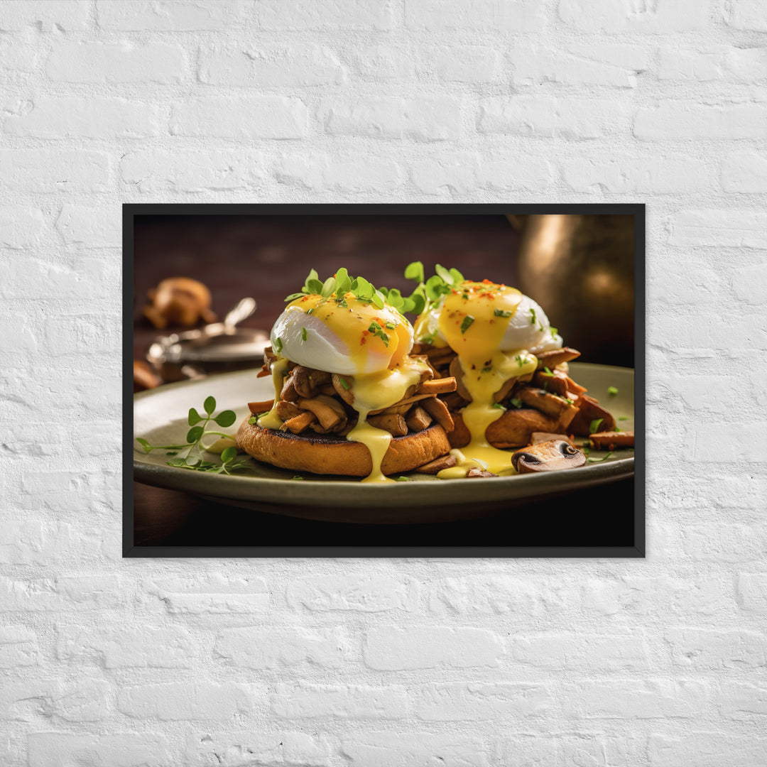 Mushroom and Truffle Eggs Benedict Framed poster 🤤 from Yumify.AI