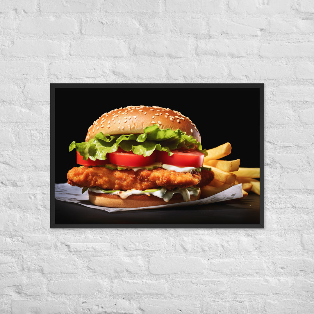 Fish Burger and Chips Framed poster 🤤 from Yumify.AI