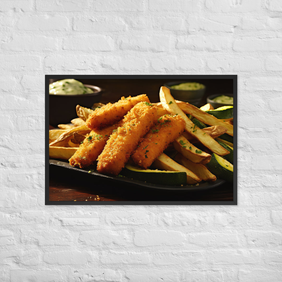 Fish and Zucchini Fries Framed poster 🤤 from Yumify.AI