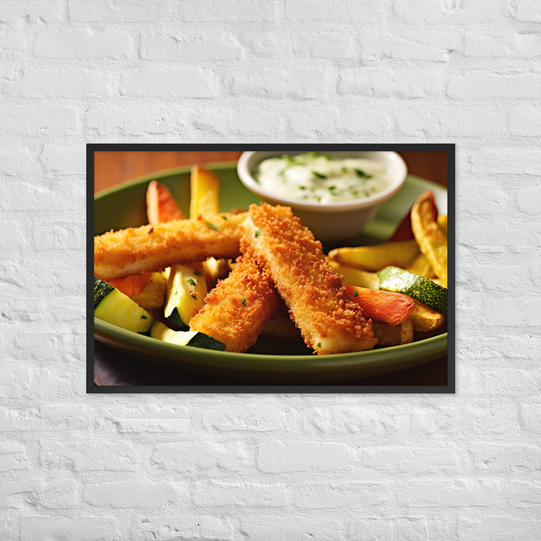 Fish and Zucchini Fries Framed poster 🤤 from Yumify.AI