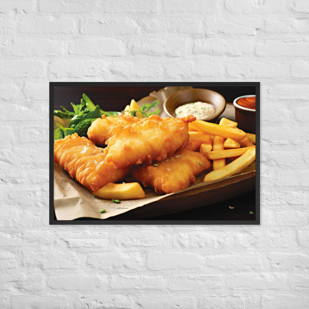 Beer Battered Fish and Chips Framed poster 🤤 from Yumify.AI