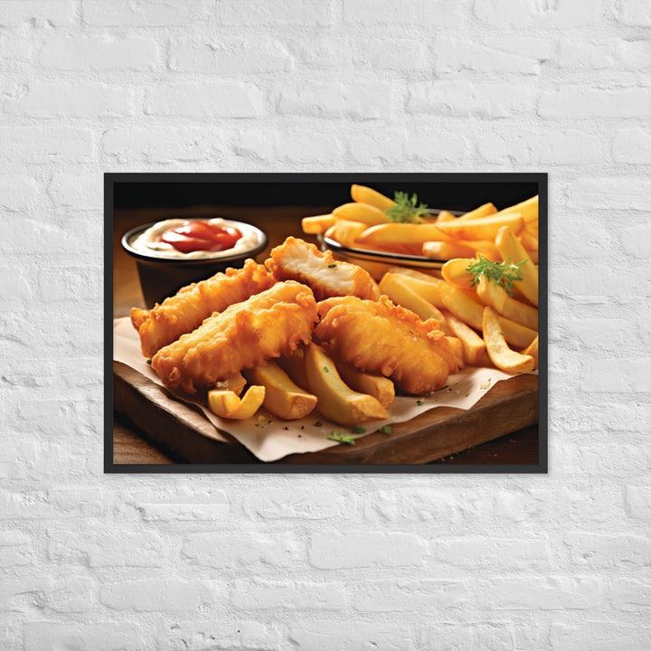 Beer Battered Fish and Chips Framed poster 🤤 from Yumify.AI