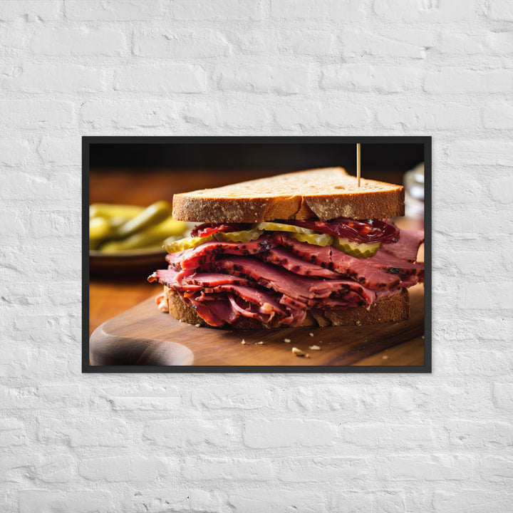 Montreal Smoked Meat Sandwich Framed poster 🤤 from Yumify.AI