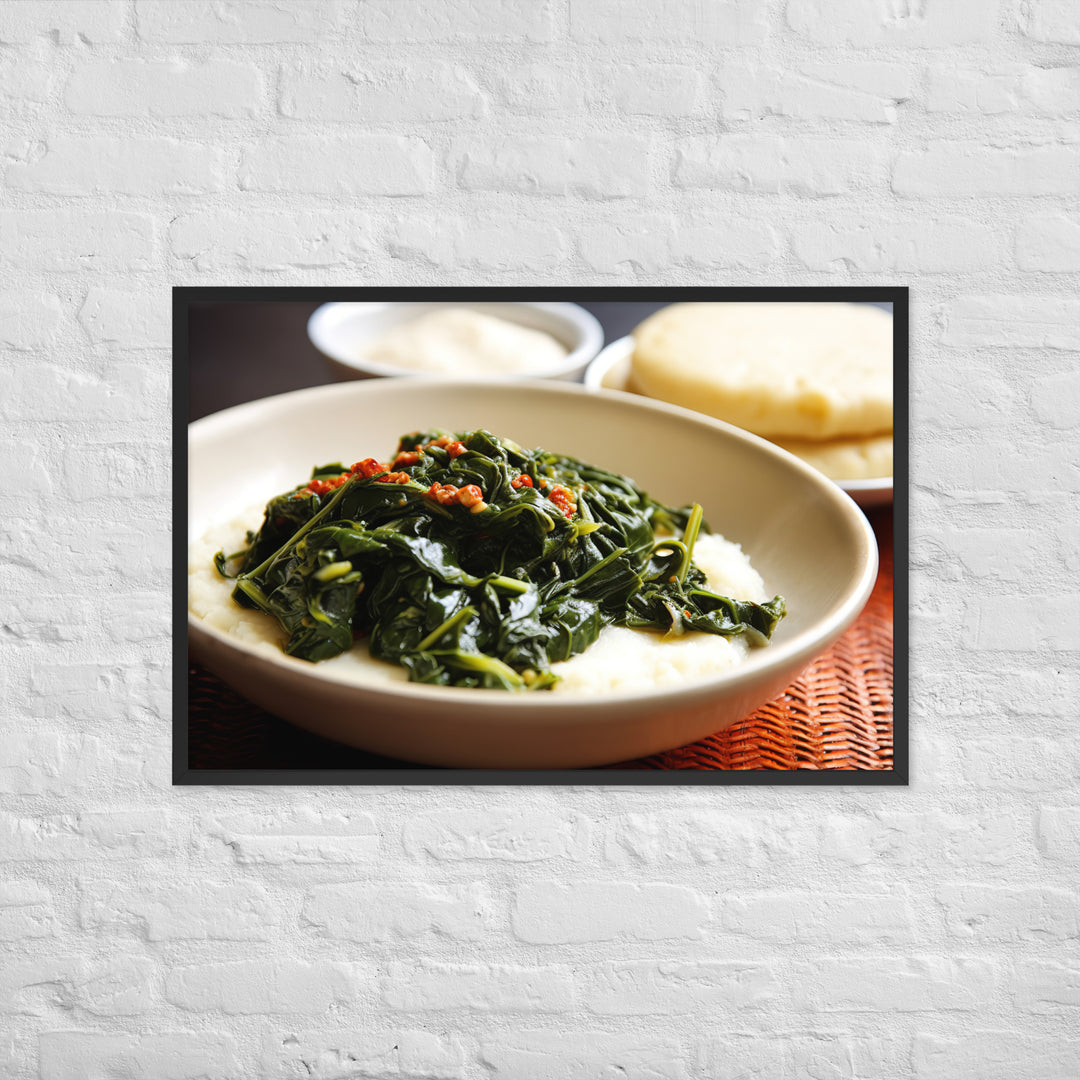 Ugali with Sukuma Wiki Framed poster 🤤 from Yumify.AI