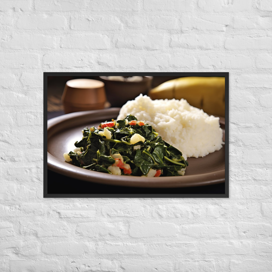 Ugali with Sukuma Wiki Framed poster 🤤 from Yumify.AI