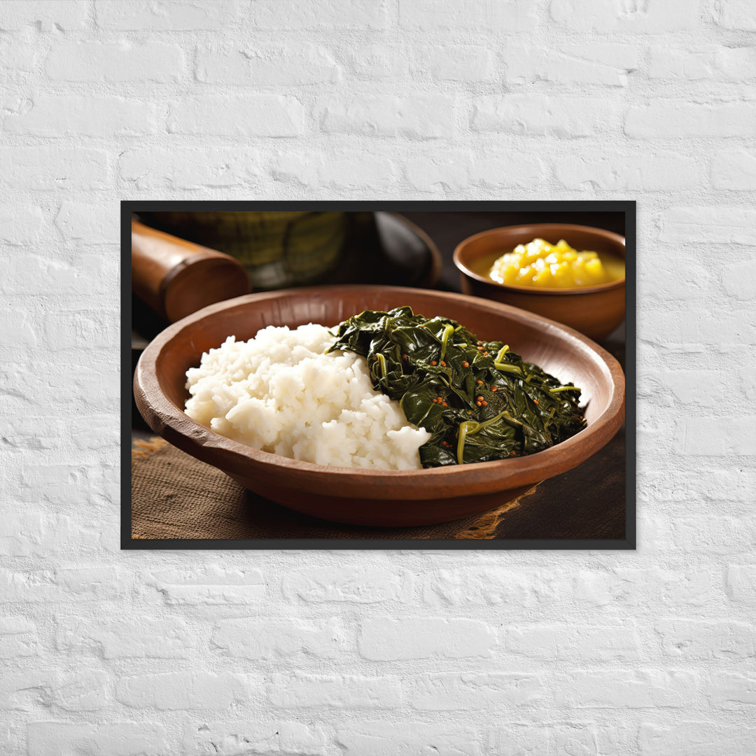 Ugali with Sukuma Wiki Framed poster 🤤 from Yumify.AI