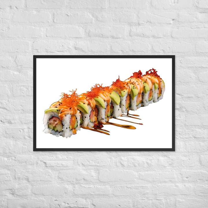 Vibrant Dragon Roll Sushi Framed Poster 🤤 from Yumify.AI