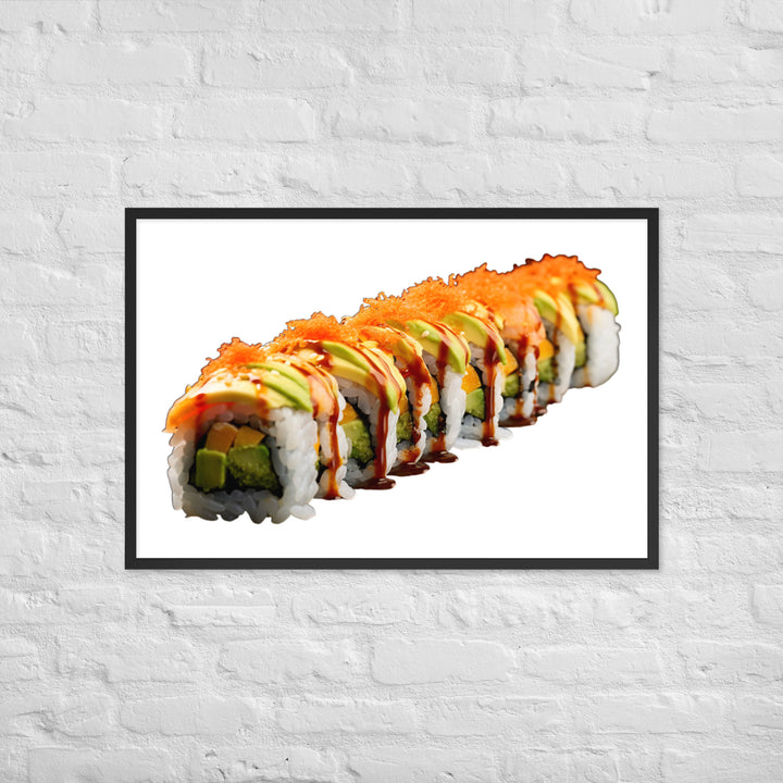 Vibrant Dragon Roll Sushi Framed poster 🤤 from Yumify.AI