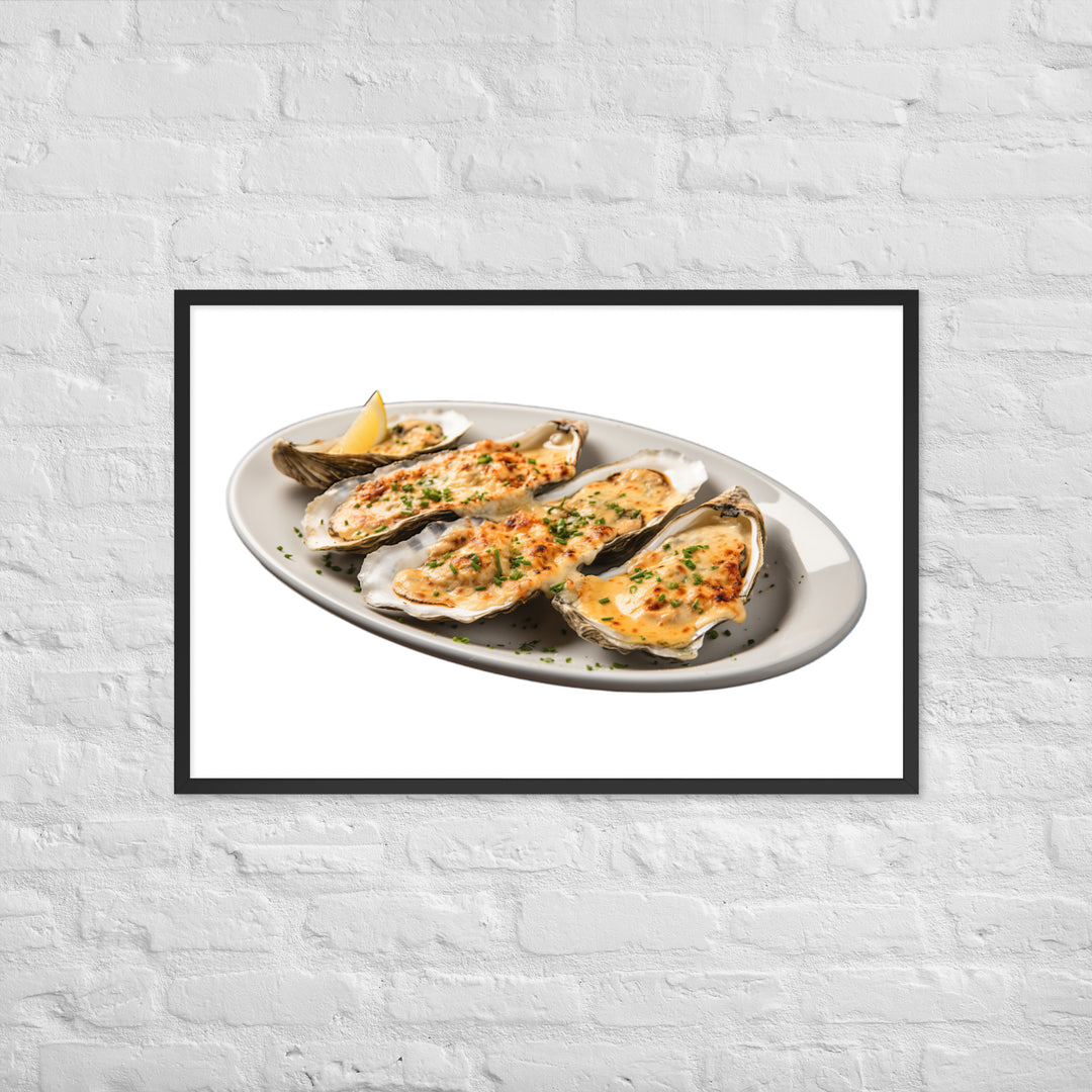 Grilled Oysters with Garlic Butter Framed poster 🤤 from Yumify.AI