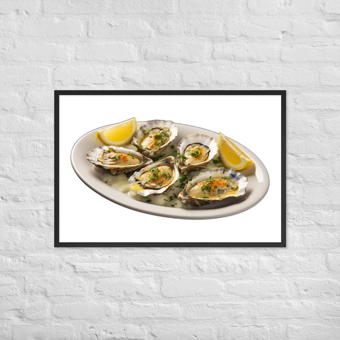 Grilled Oysters with Garlic Butter Framed poster 🤤 from Yumify.AI