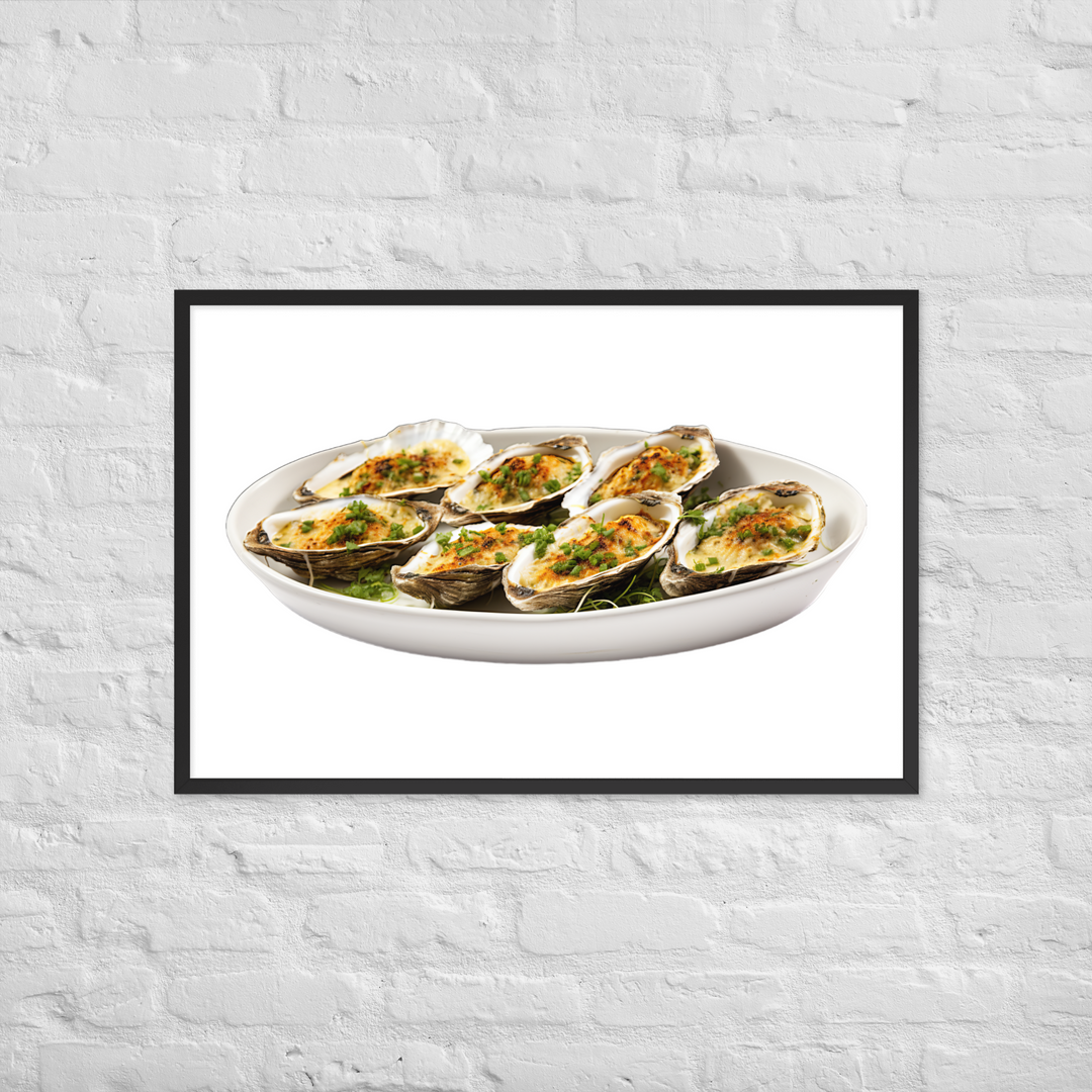 Grilled Oysters with Garlic Butter Framed poster 🤤 from Yumify.AI