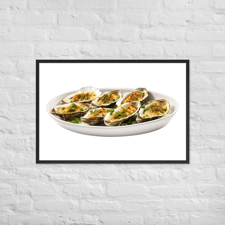 Grilled Oysters with Garlic Butter Framed poster 🤤 from Yumify.AI