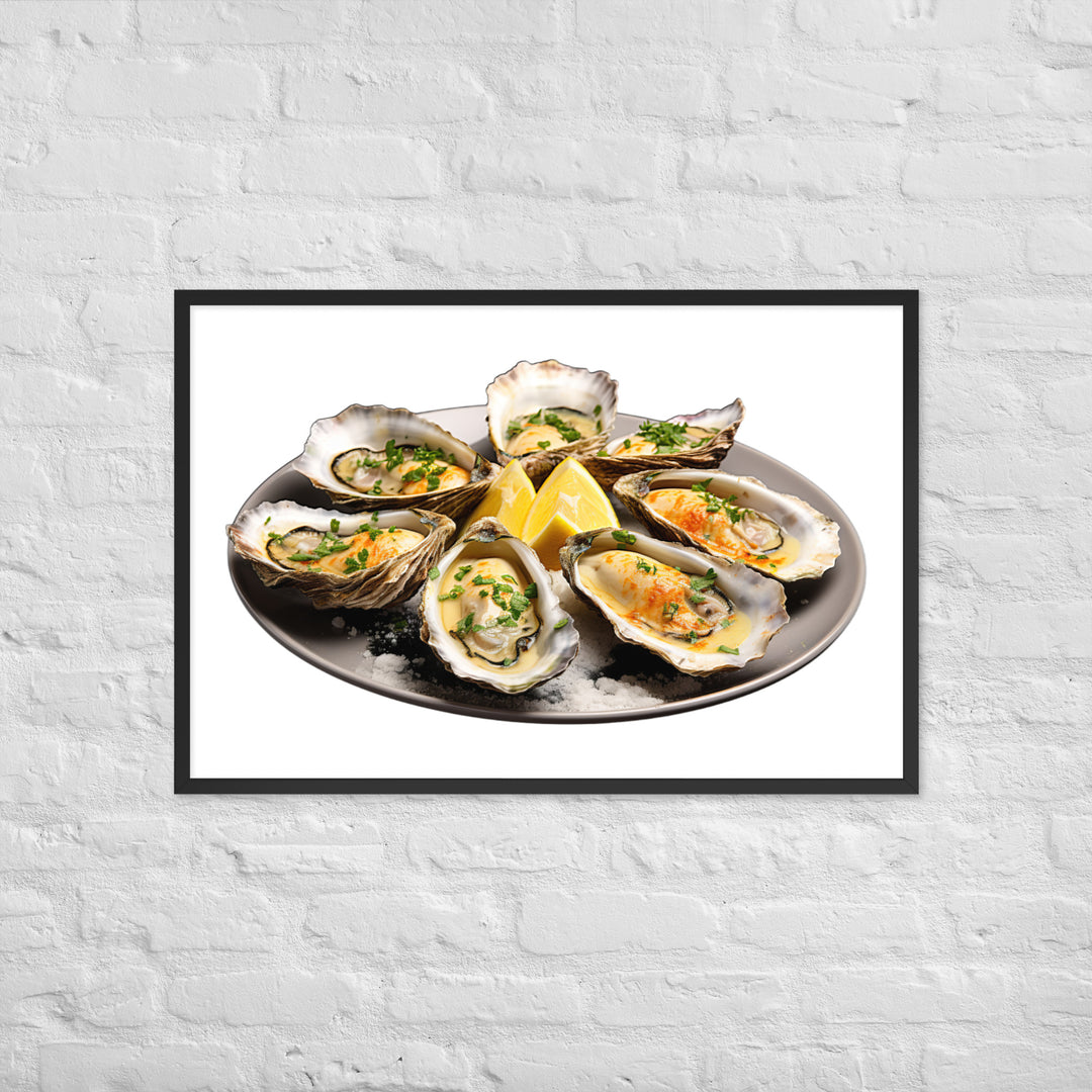 Grilled Oysters with Garlic Butter Framed poster 🤤 from Yumify.AI