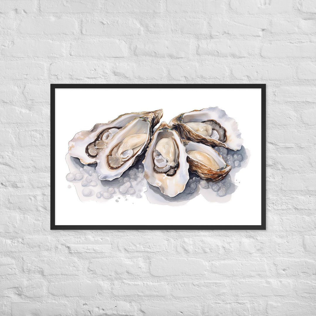 Fresh Raw Oysters Framed poster 🤤 from Yumify.AI