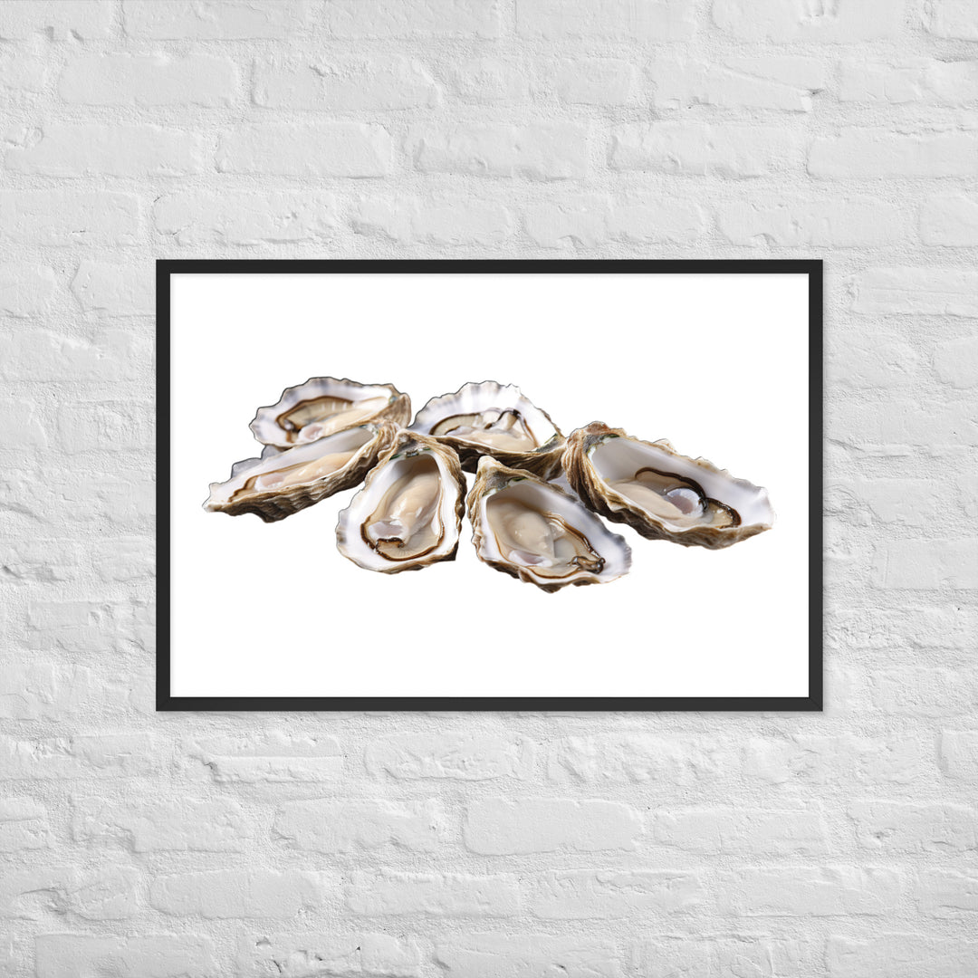 Fresh Raw Oysters Framed poster 🤤 from Yumify.AI