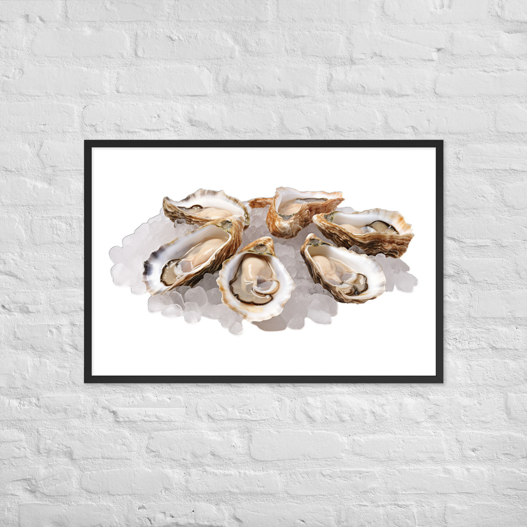 Fresh Raw Oysters Framed poster 🤤 from Yumify.AI