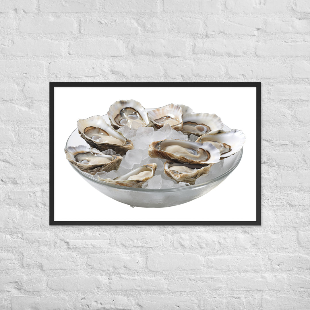 Fresh Raw Oysters Framed poster 🤤 from Yumify.AI