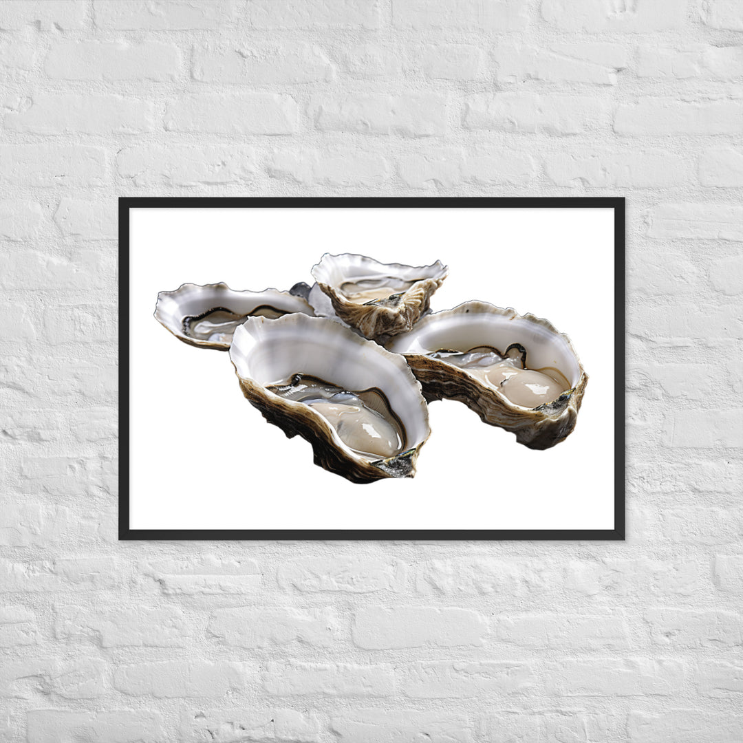 Fresh Raw Oysters Framed poster 🤤 from Yumify.AI