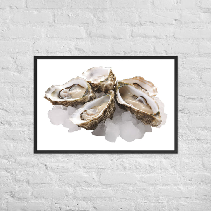 Fresh Raw Oysters Framed poster 🤤 from Yumify.AI