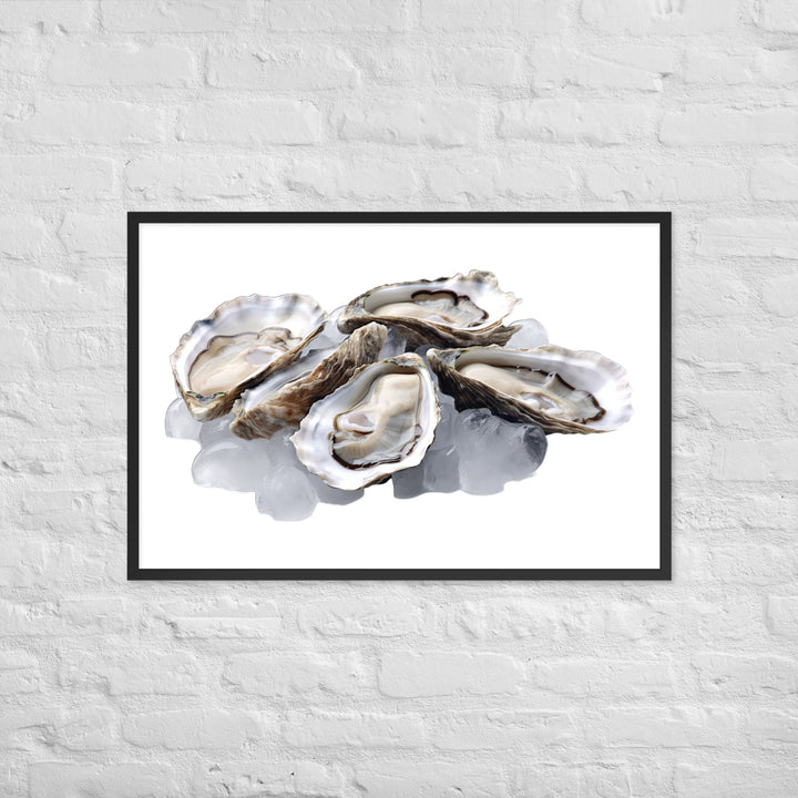 Fresh Raw Oysters Framed poster 🤤 from Yumify.AI