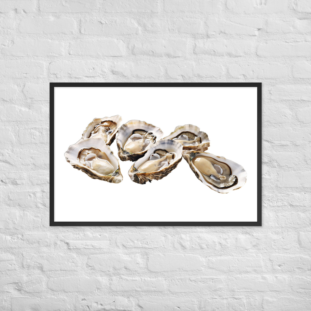 Fresh Raw Oysters Framed poster 🤤 from Yumify.AI