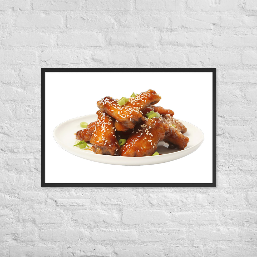 Teriyaki Glazed Chicken Wings Framed poster 🤤 from Yumify.AI