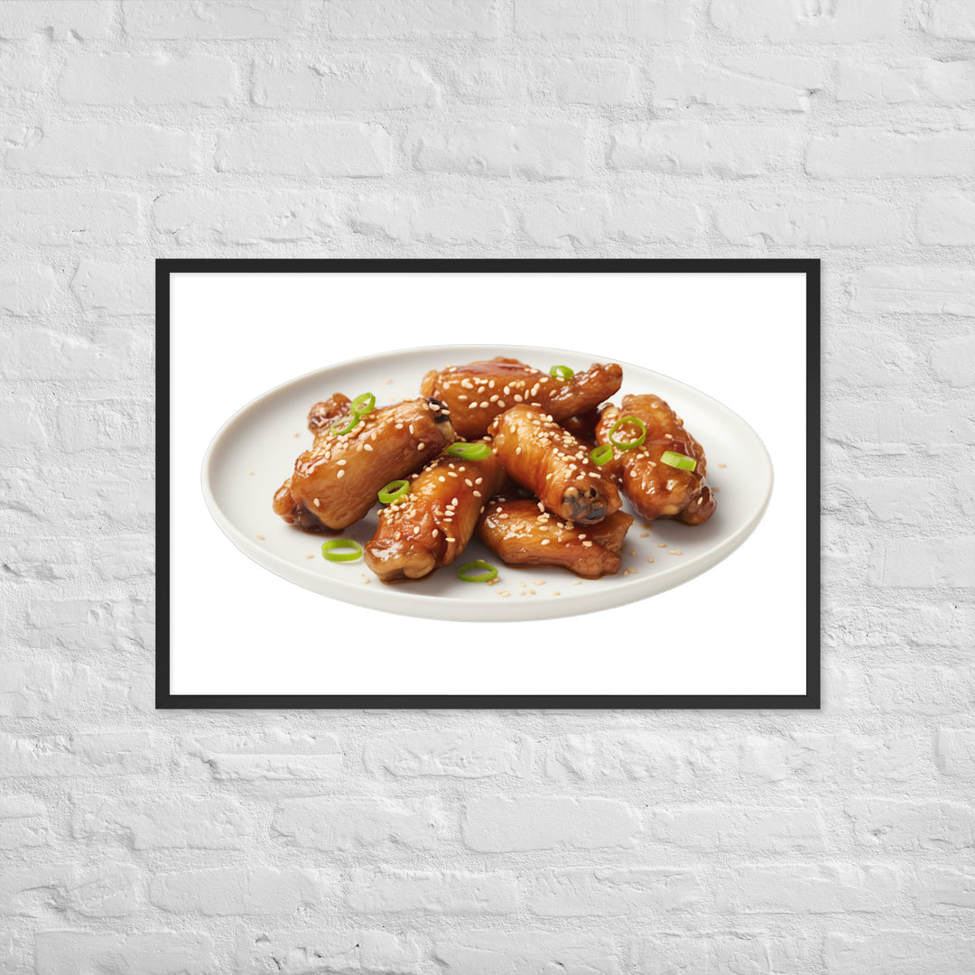 Teriyaki Glazed Chicken Wings Framed poster 🤤 from Yumify.AI