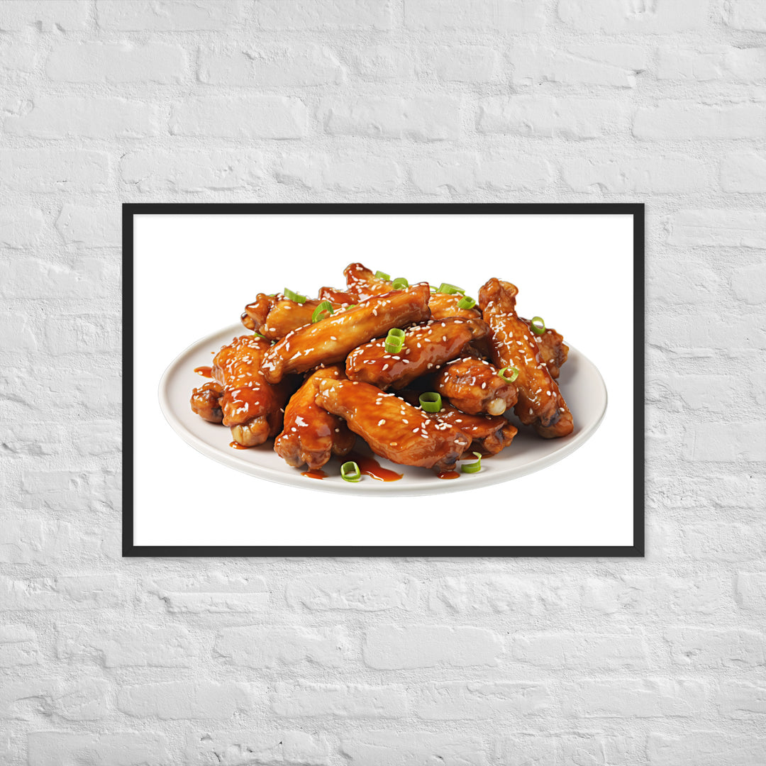 Teriyaki Glazed Chicken Wings Framed poster 🤤 from Yumify.AI