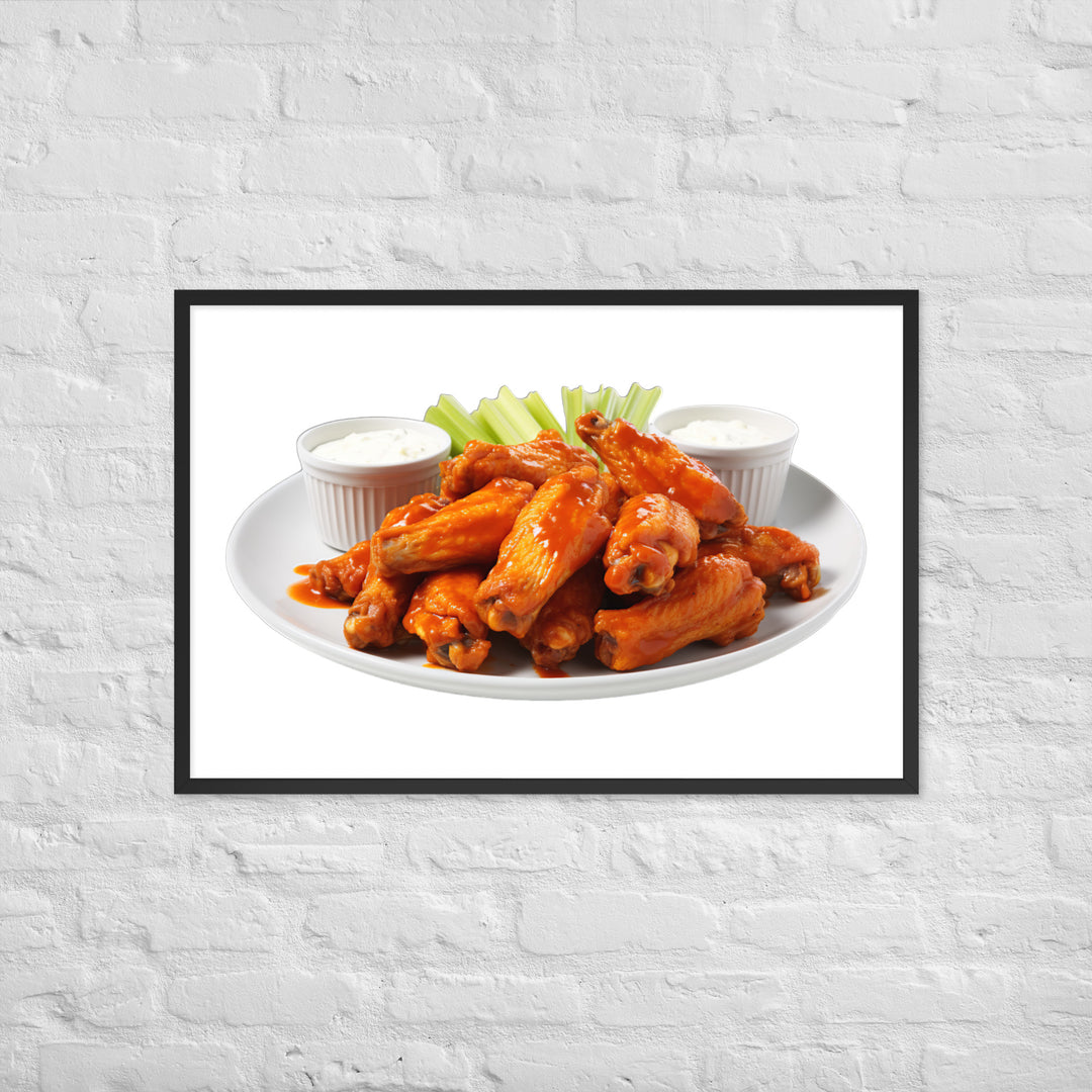 Spicy Buffalo Chicken Wings Framed poster 🤤 from Yumify.AI