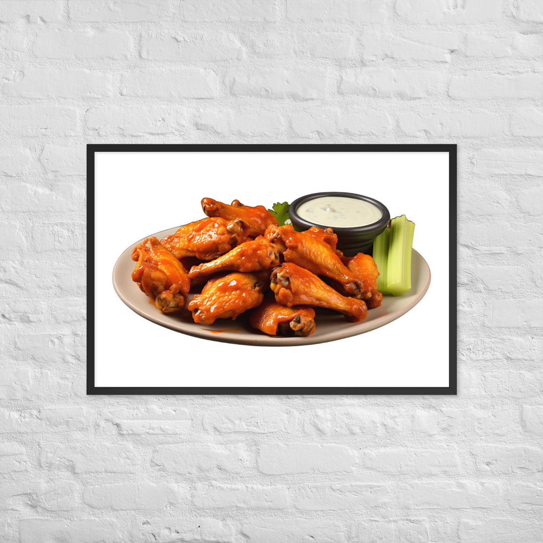 Spicy Buffalo Chicken Wings Framed poster 🤤 from Yumify.AI