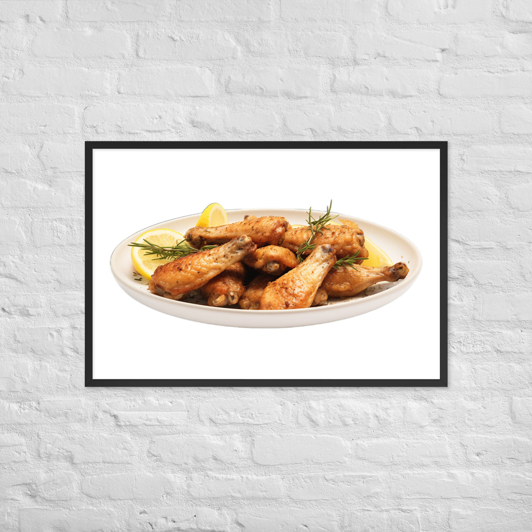 Lemon Pepper Chicken Wings Framed poster 🤤 from Yumify.AI