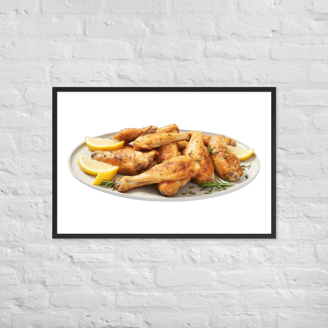 Lemon Pepper Chicken Wings Framed poster 🤤 from Yumify.AI