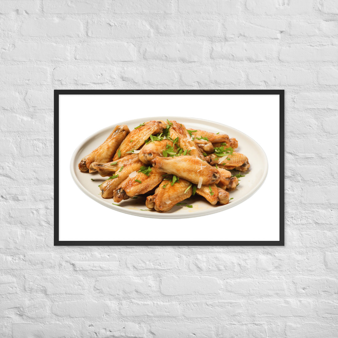 Garlic Parmesan Chicken Wings Framed poster 🤤 from Yumify.AI