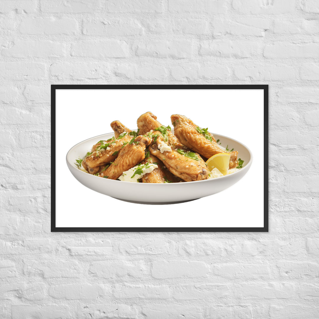 Garlic Parmesan Chicken Wings Framed poster 🤤 from Yumify.AI