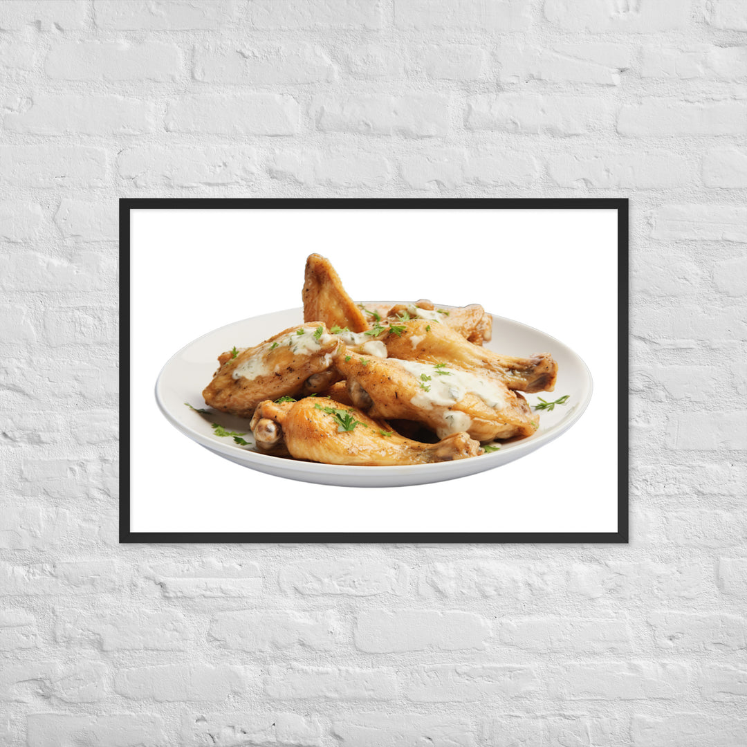 Garlic Parmesan Chicken Wings Framed poster 🤤 from Yumify.AI