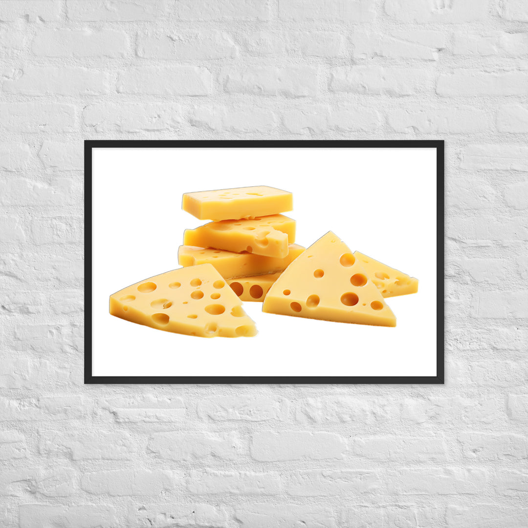 Swiss Cheese Slices Framed poster 🤤 from Yumify.AI