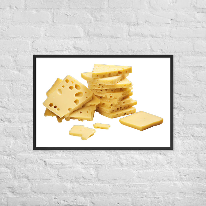 Swiss Cheese Slices Framed poster 🤤 from Yumify.AI