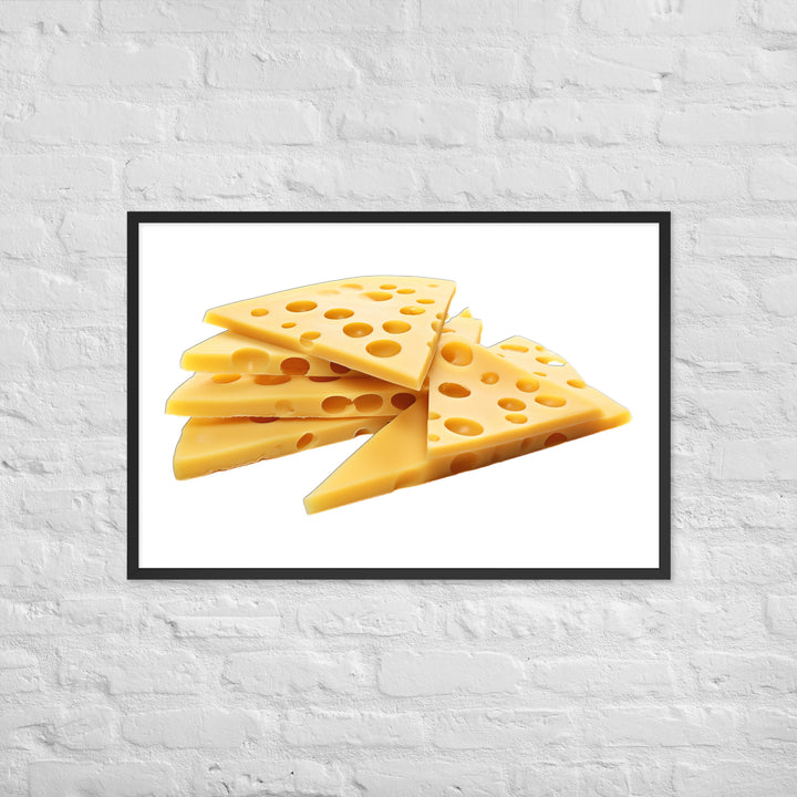 Swiss Cheese Slices Framed poster 🤤 from Yumify.AI