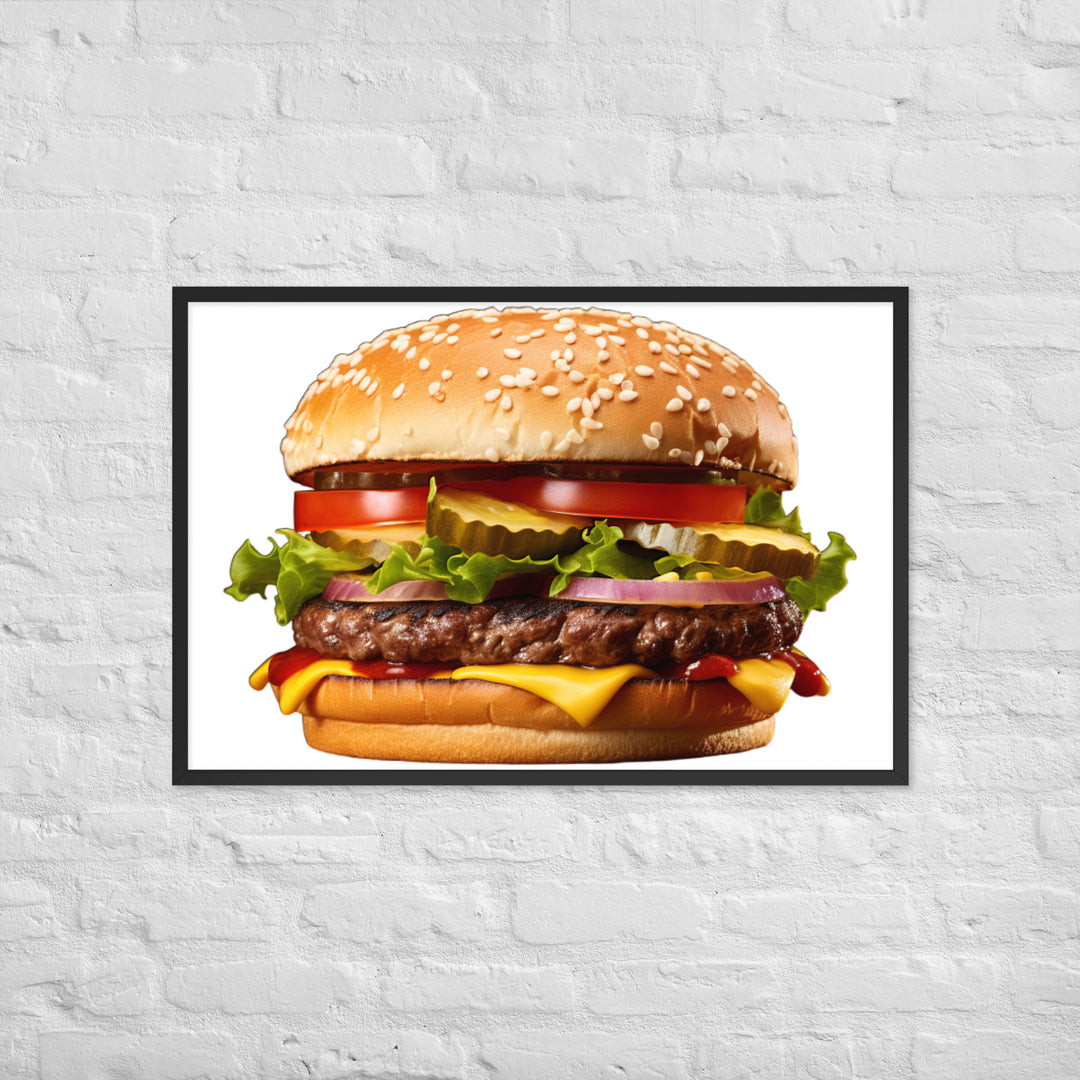 Classic Juicy Beef Burger Framed poster 🤤 from Yumify.AI