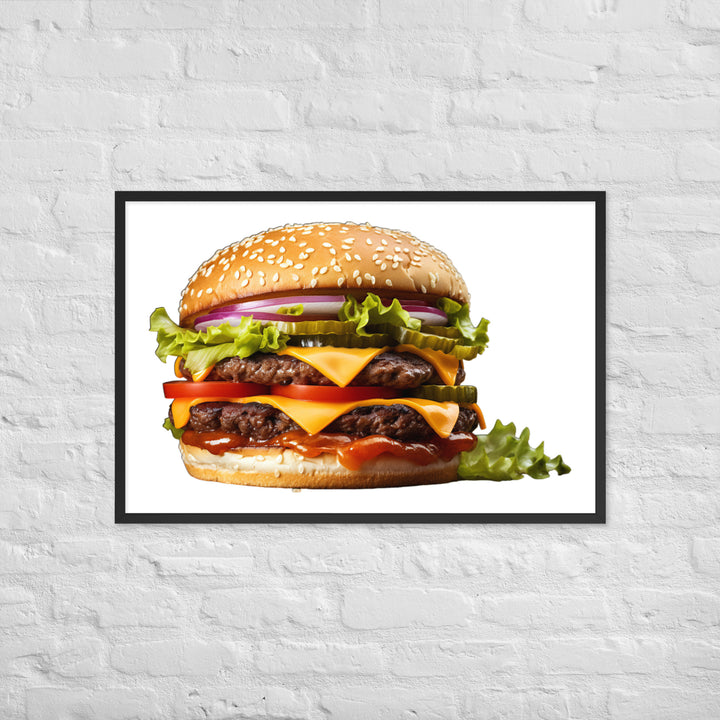 Classic Juicy Beef Burger Framed poster 🤤 from Yumify.AI