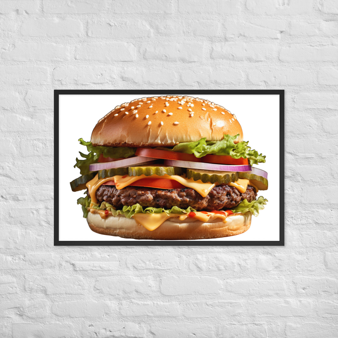 Classic Juicy Beef Burger Framed poster 🤤 from Yumify.AI