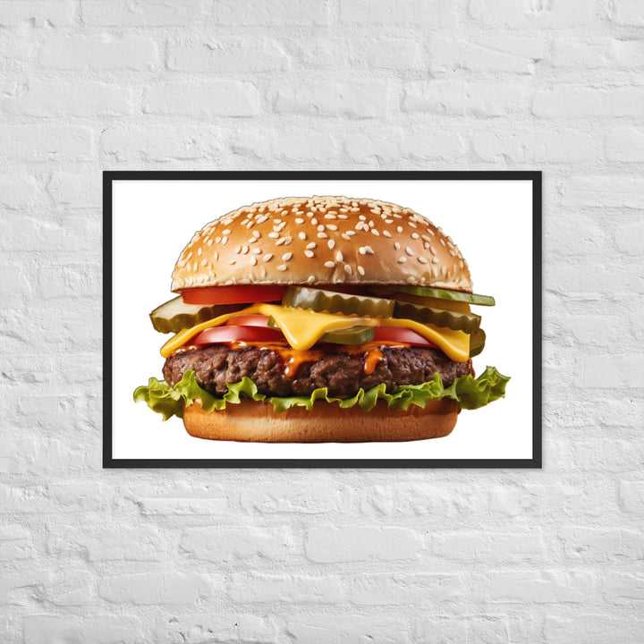 Classic Juicy Beef Burger Framed poster 🤤 from Yumify.AI