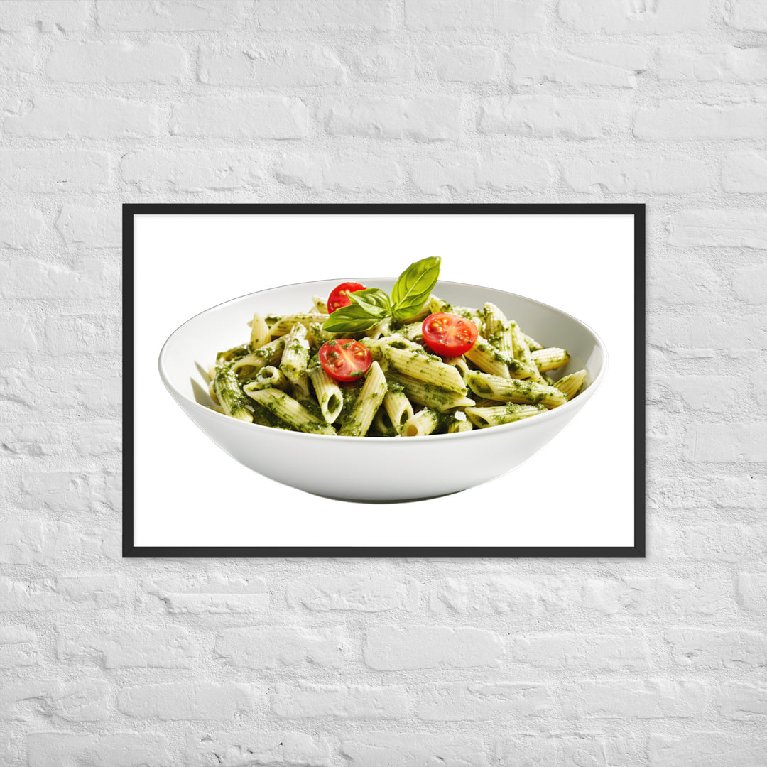 Fresh Basil Pesto Penne Framed poster 🤤 from Yumify.AI