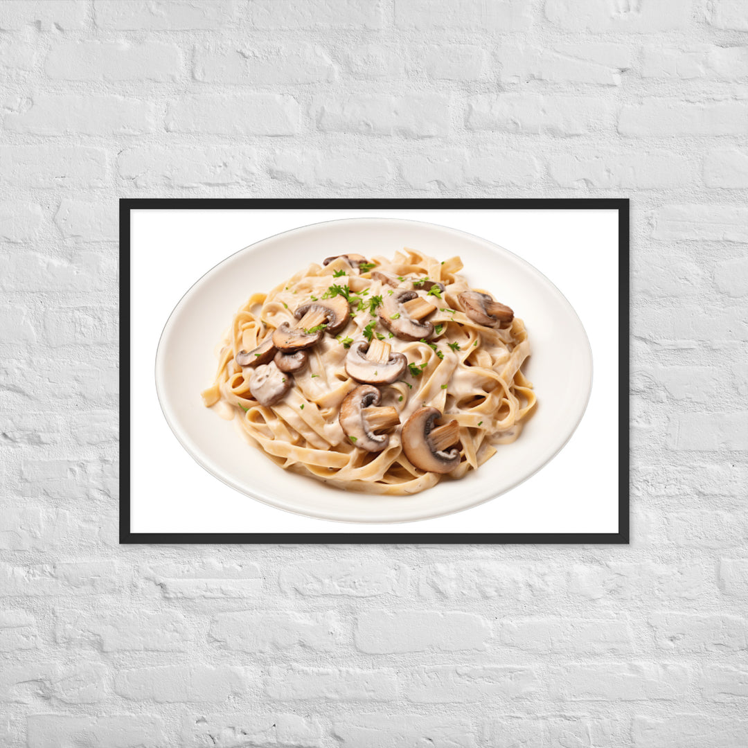 Creamy Mushroom Fettuccine Framed poster 🤤 from Yumify.AI