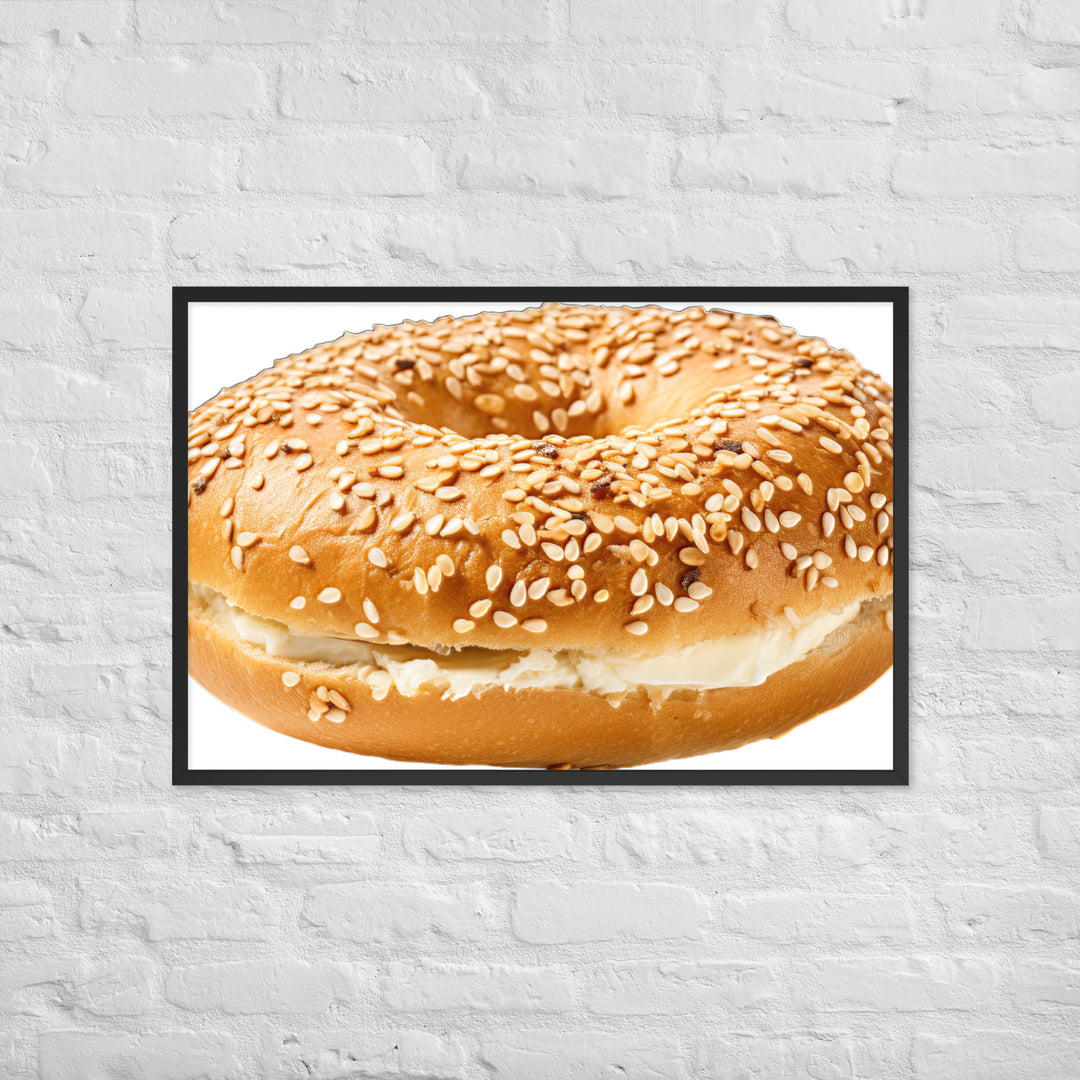 Sesame Seed Bagel Framed poster 🤤 from Yumify.AI