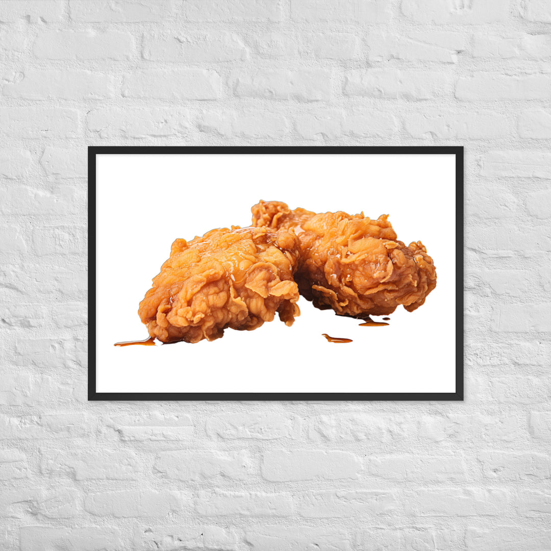 Golden Crispy Fried Chicken Framed poster 🤤 from Yumify.AI