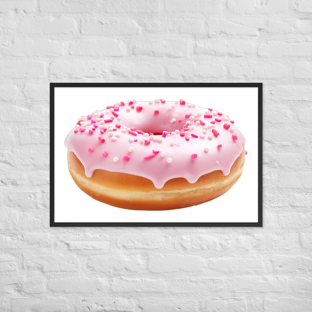 Strawberry Frosted Donut Framed poster 🤤 from Yumify.AI