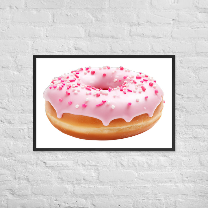 Strawberry Frosted Donut Framed poster 🤤 from Yumify.AI