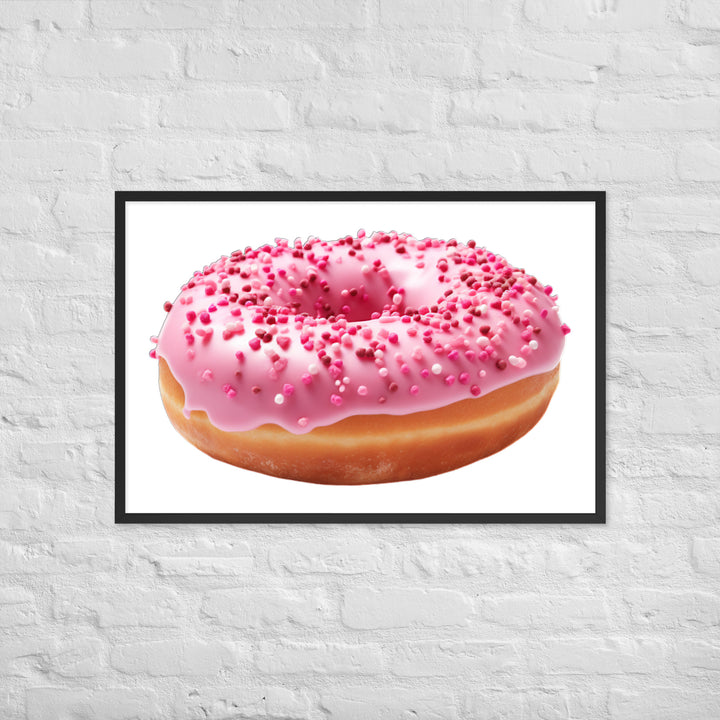 Strawberry Frosted Donut Framed poster 🤤 from Yumify.AI