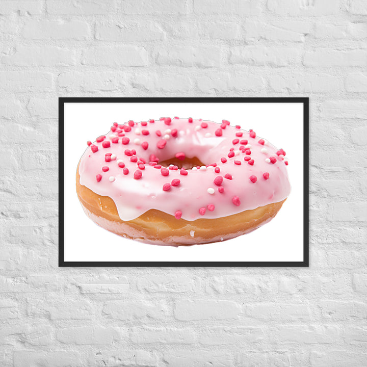 Strawberry Frosted Donut Framed poster 🤤 from Yumify.AI